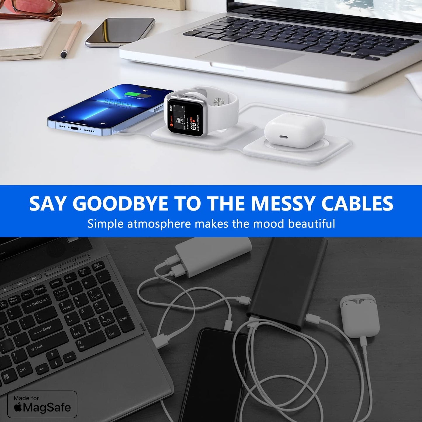 3-in-1 Magnetic Foldable MagSafe Wireless Charger