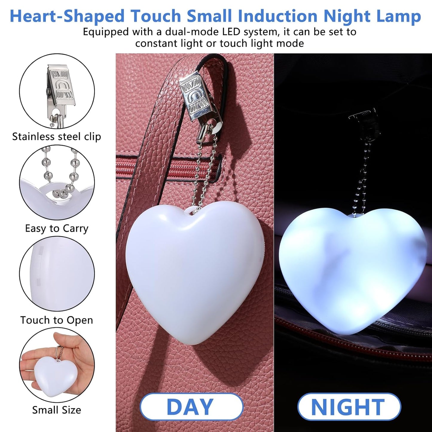 Heart-Shaped Touch Sensor LED Purse Light
