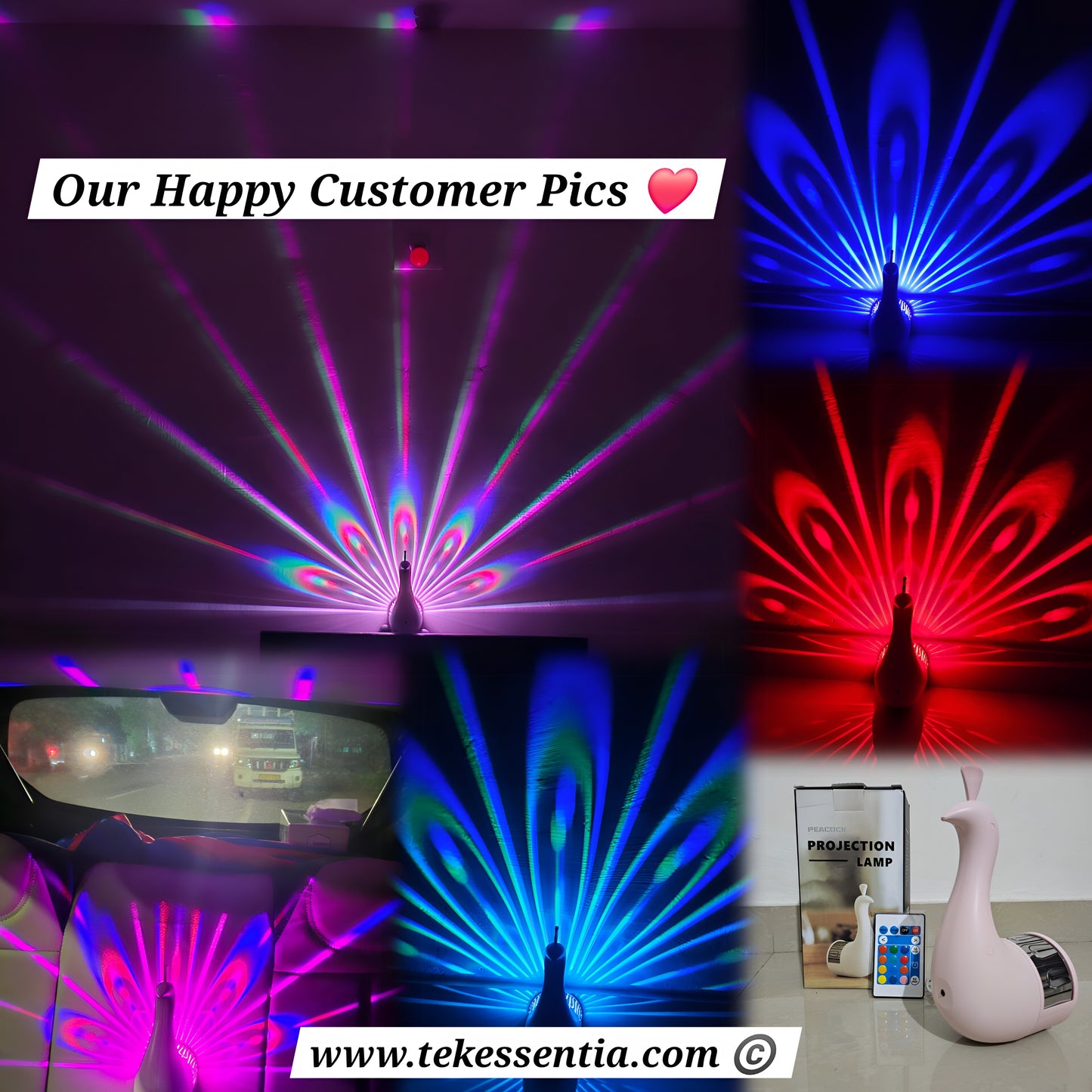 Peacock Glow Night Light Projector Lamp