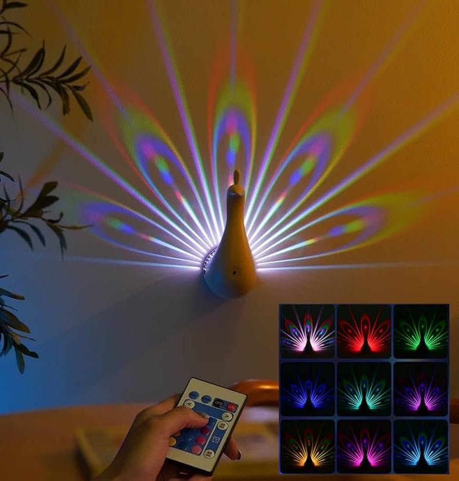 Peacock Glow Night Light Projector Lamp