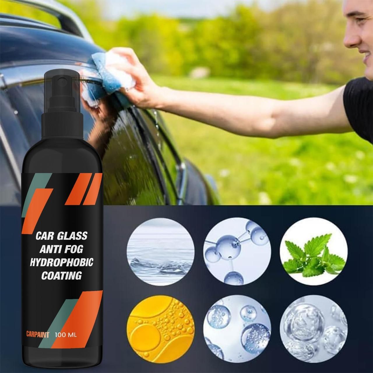 Car Glass Anti-Fog Hydrophobic Coating Spray – 100ML (Pack of 2)