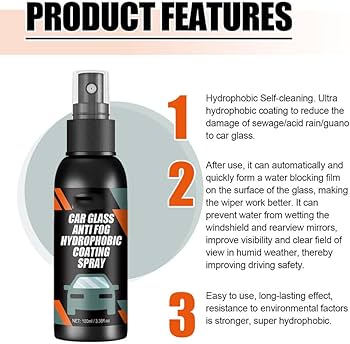 Car Glass Anti-Fog Hydrophobic Coating Spray – 100ML (Pack of 2)