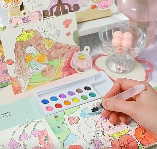 Cartoon Art Coloring Painting Set for Kids