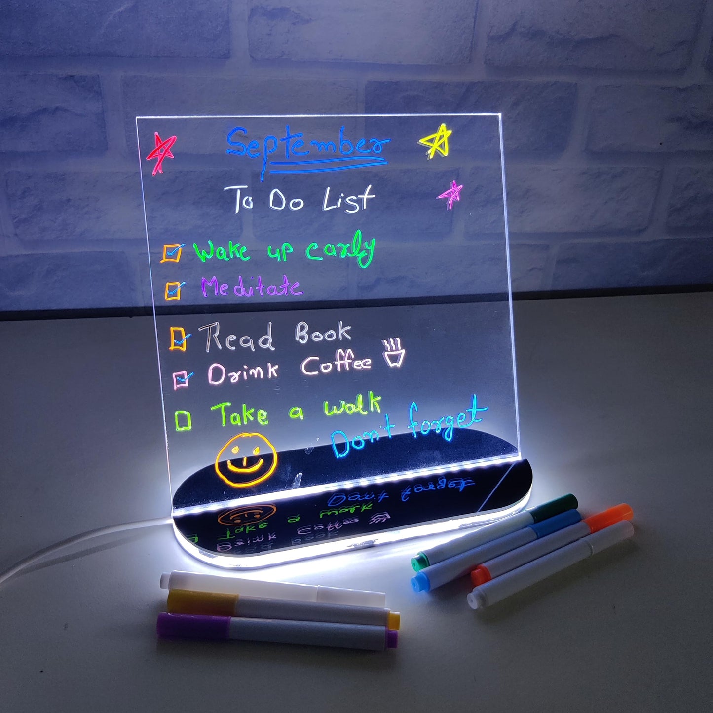 3D LED Light Glass Acrylic Writing Pad