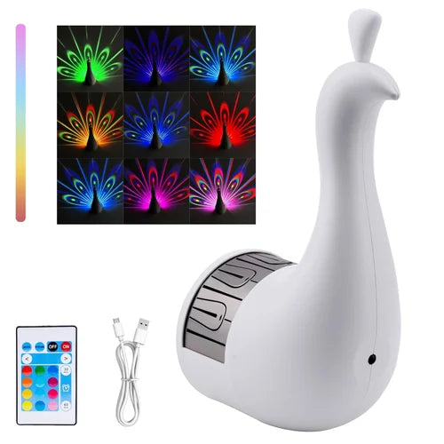 Peacock Glow Night Light Projector Lamp